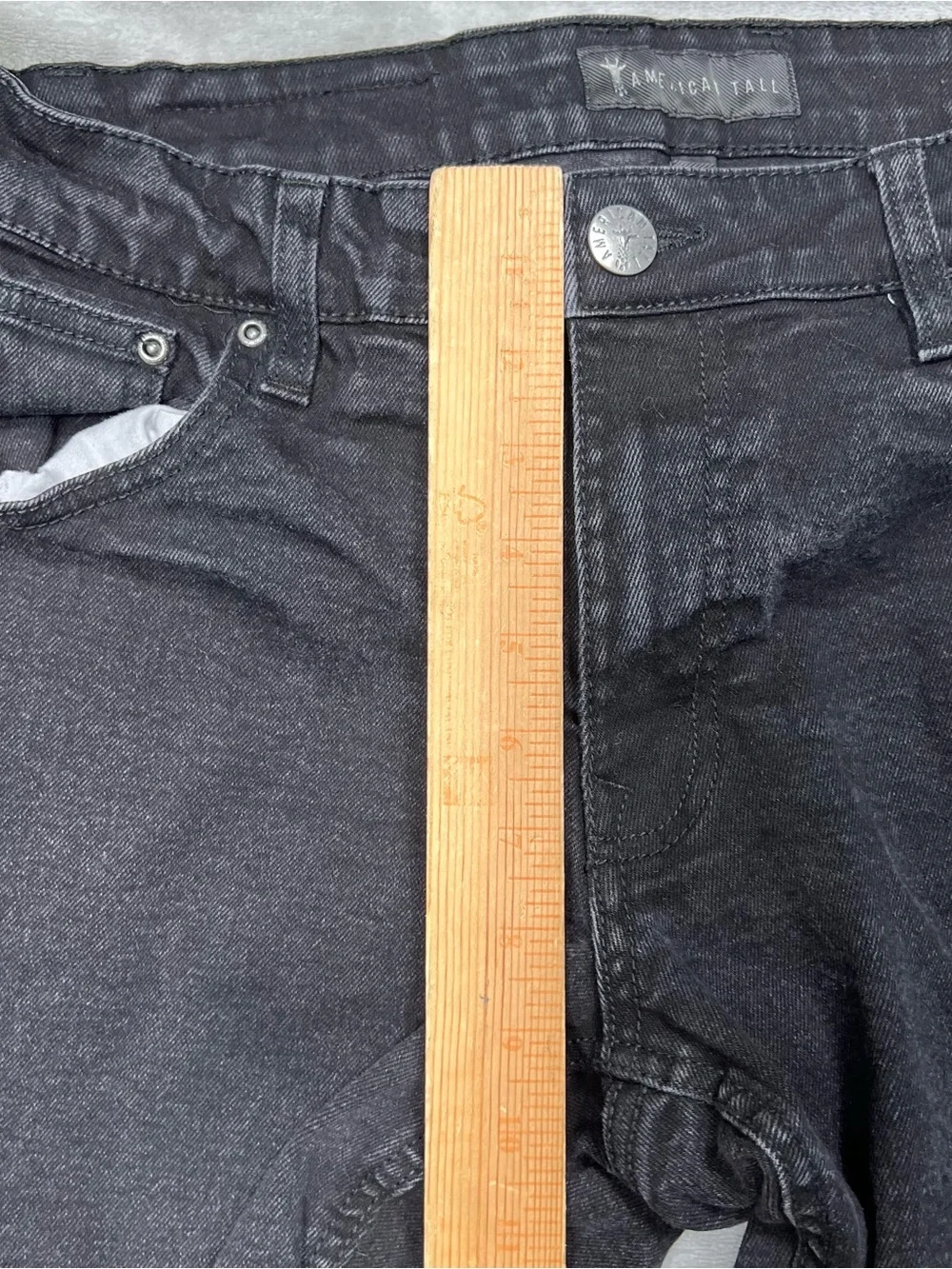 American Tall Carman Tapered Jeans Mens 32x36 Black Grunge Denim Cotton